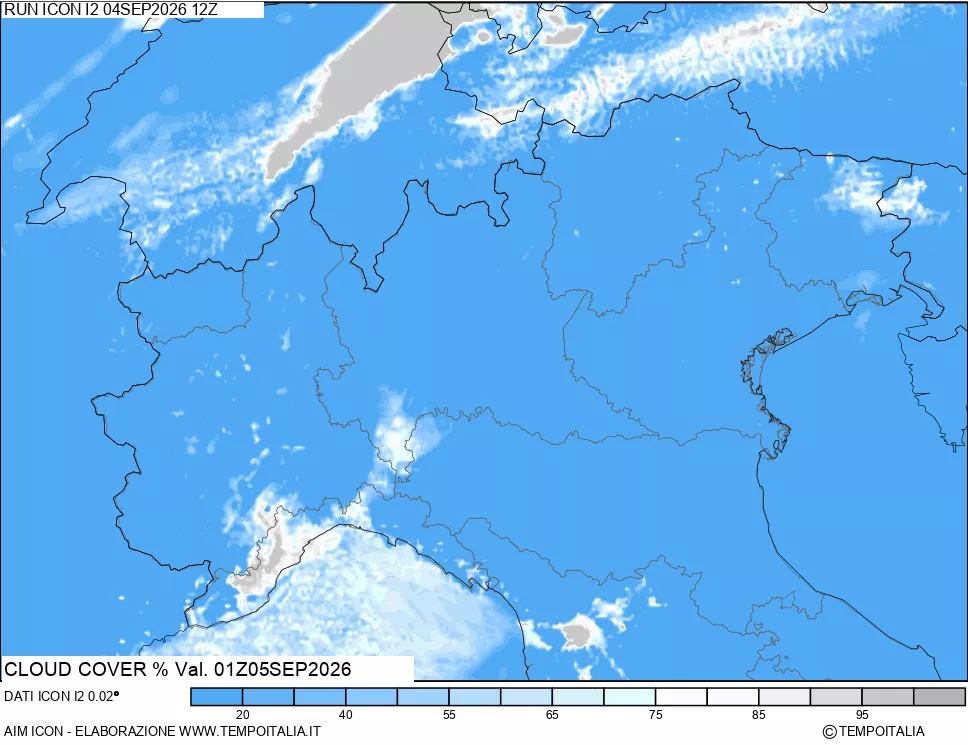 mappa Nuvolosit&agrave; totale