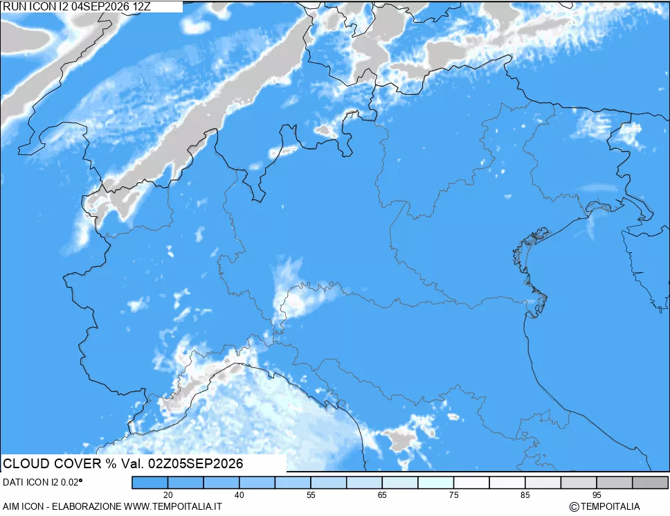 mappa Nuvolosit&agrave; totale
