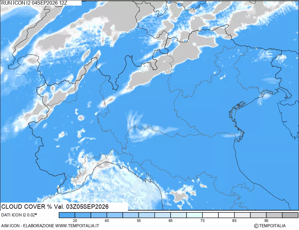 mappa Nuvolosit&agrave; totale