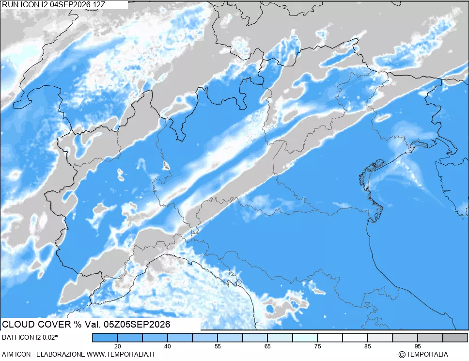 mappa Nuvolosit&agrave; totale
