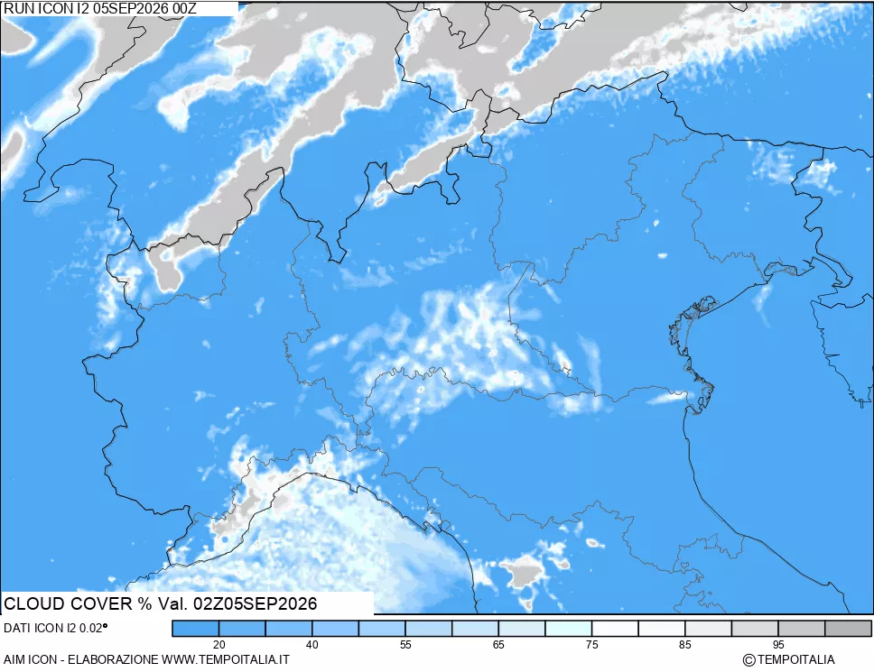 mappa Nuvolosit&agrave; totale