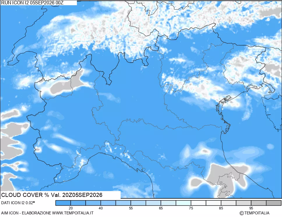 mappa Nuvolosit&agrave; totale