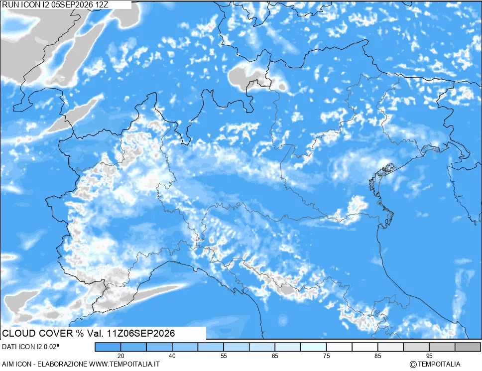 mappa Nuvolosit&agrave; totale