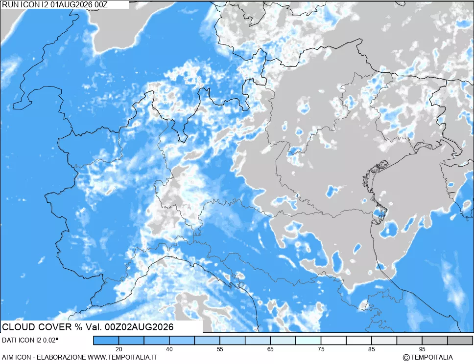 mappa Nuvolosit&agrave; totale