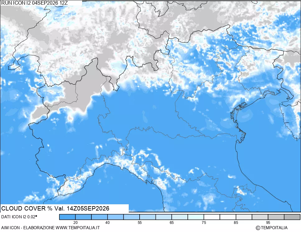 mappa Nuvolosit&agrave; totale