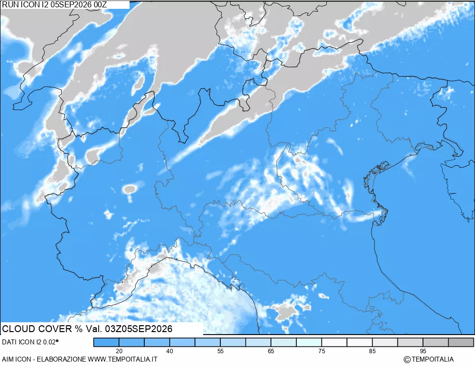 mappa Nuvolosit&agrave; totale
