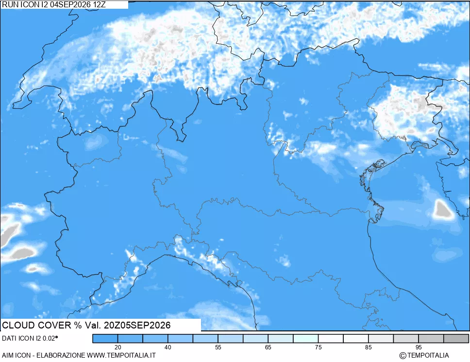 mappa Nuvolosit&agrave; totale