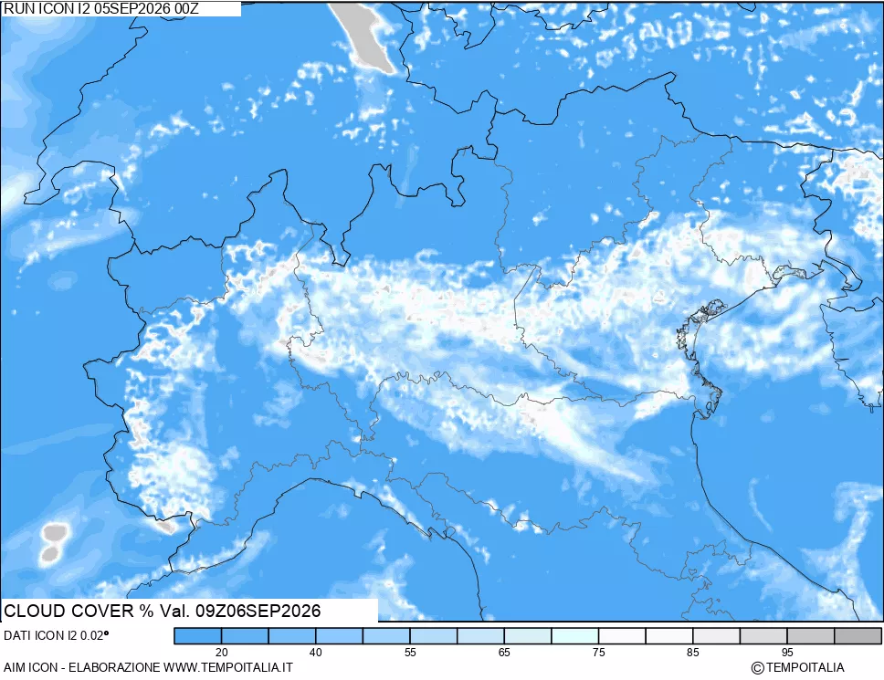 mappa Nuvolosit&agrave; totale