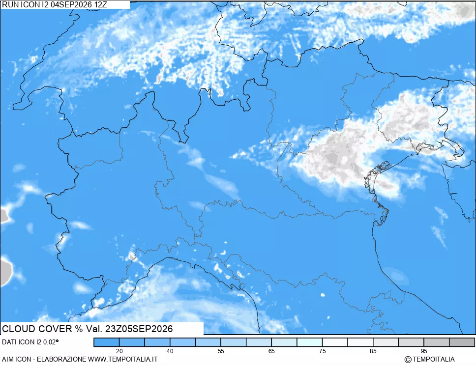mappa Nuvolosit&agrave; totale