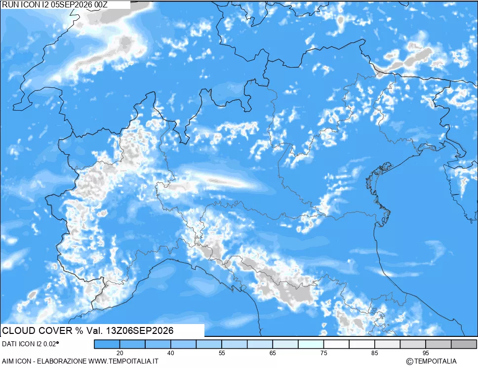 mappa Nuvolosit&agrave; totale