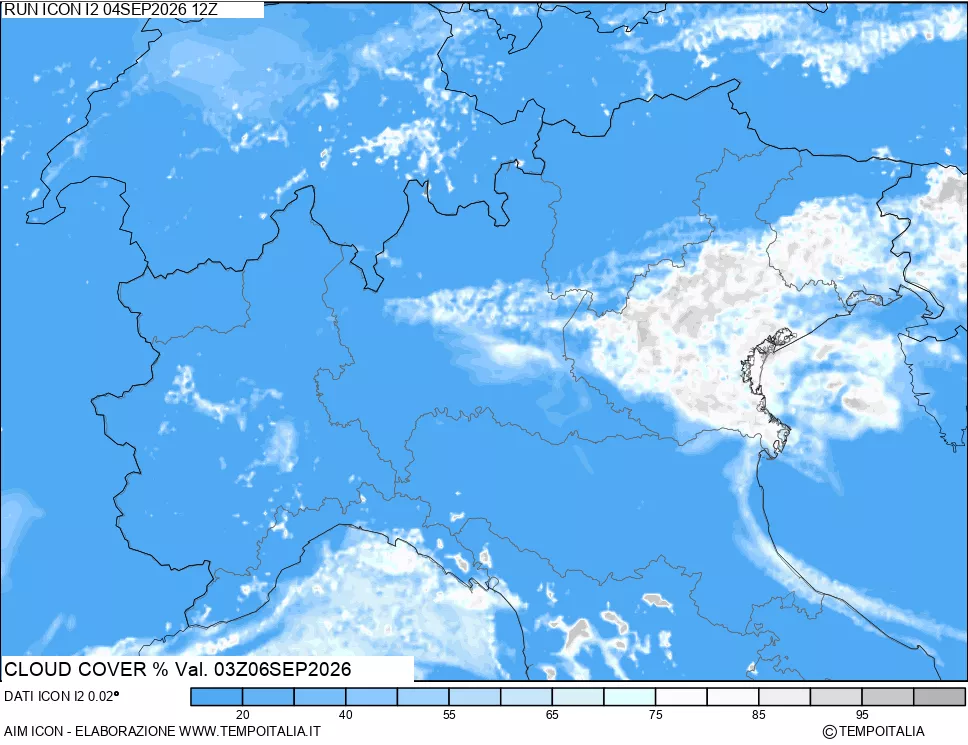 mappa Nuvolosit&agrave; totale