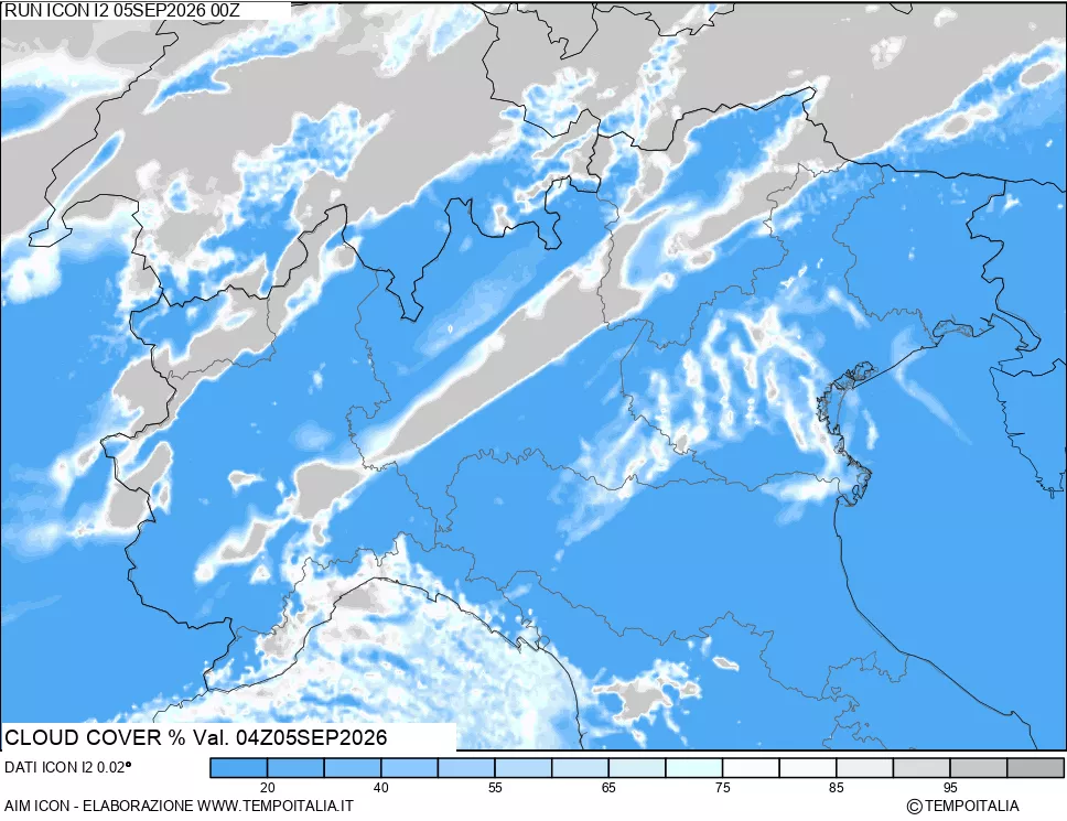 mappa Nuvolosit&agrave; totale