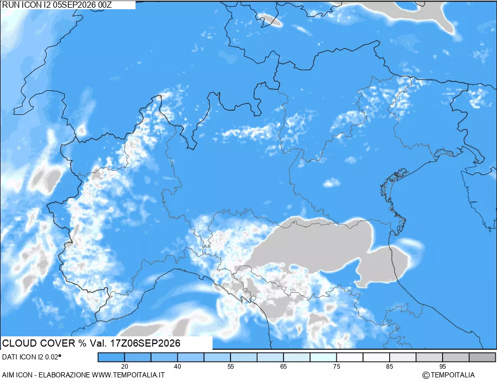 mappa Nuvolosit&agrave; totale