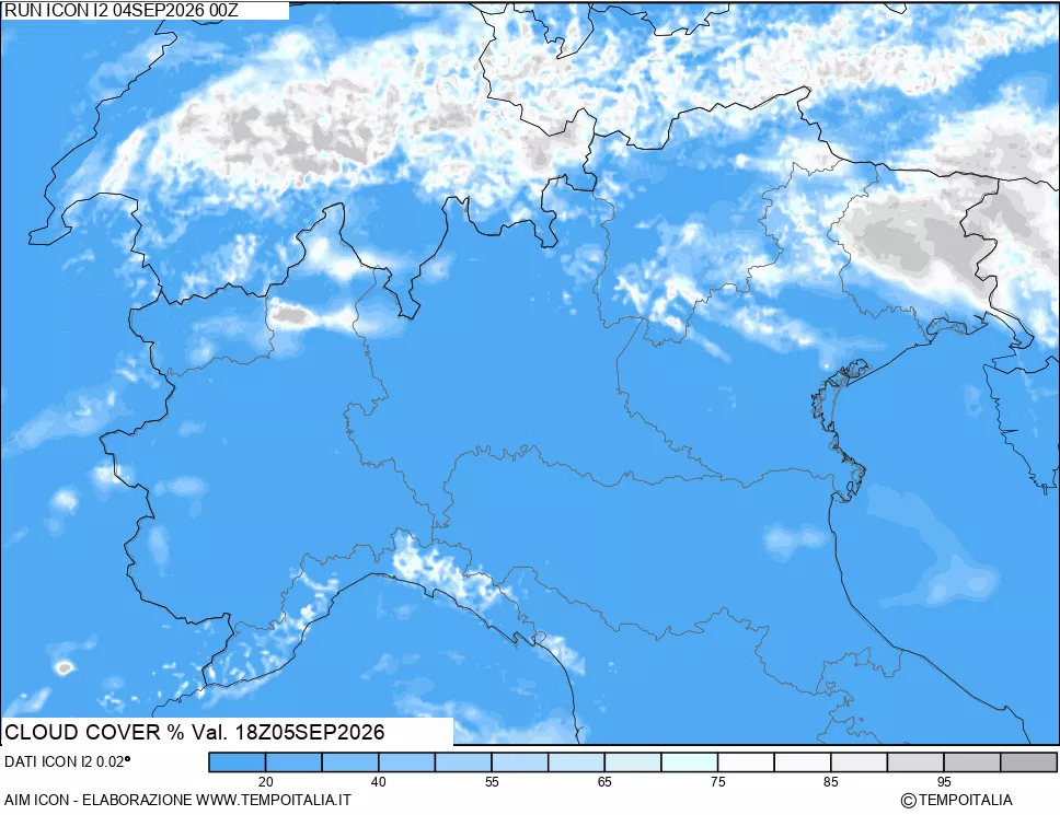 mappa Nuvolosit&agrave; totale