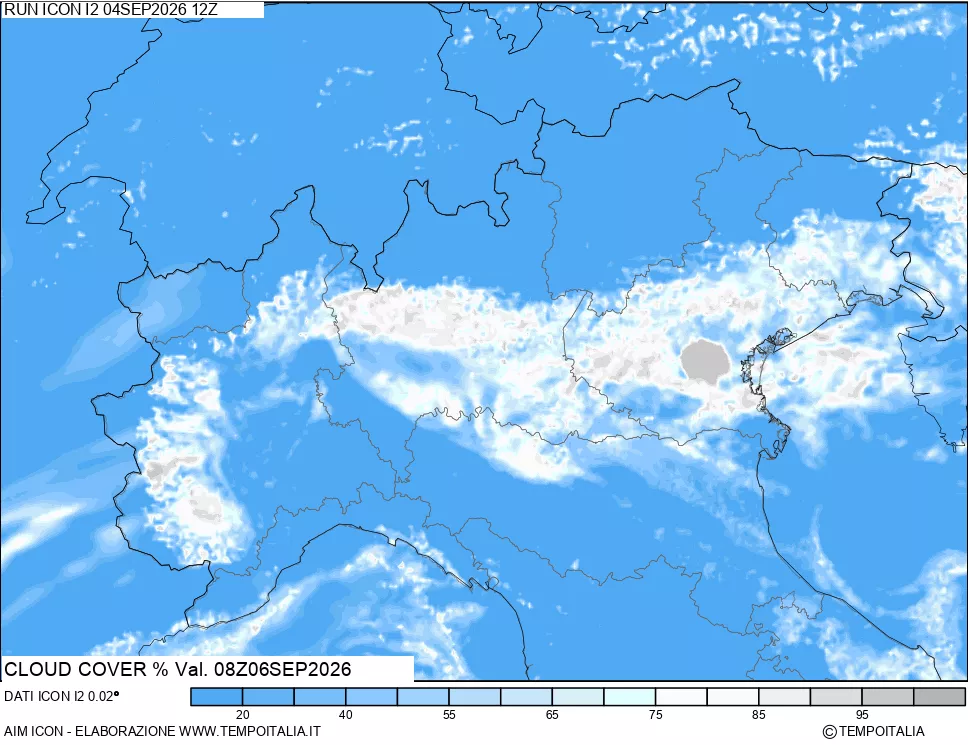 mappa Nuvolosit&agrave; totale