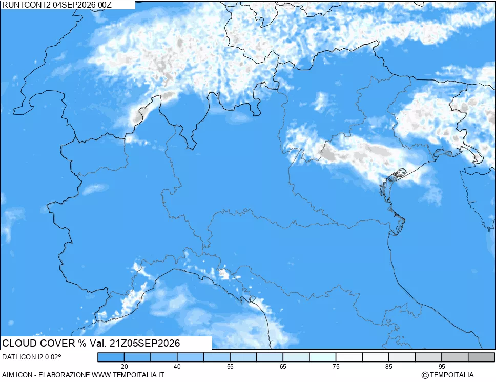 mappa Nuvolosit&agrave; totale