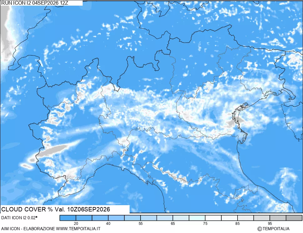 mappa Nuvolosit&agrave; totale