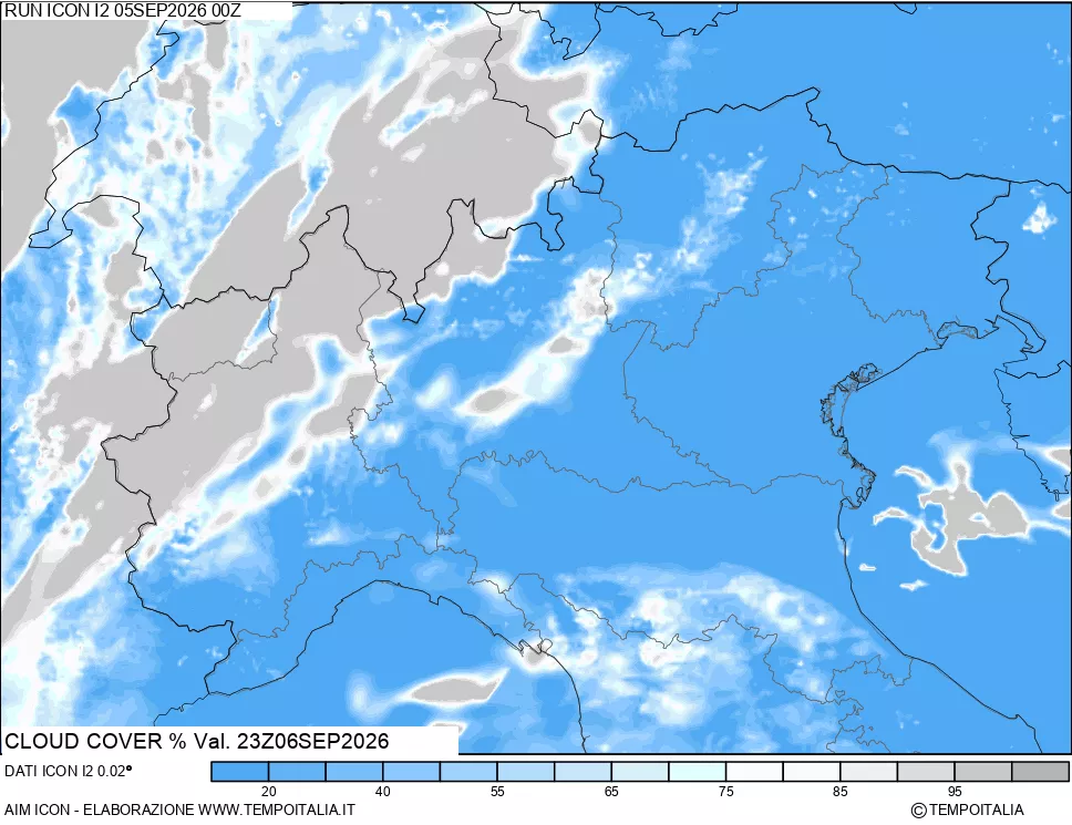 mappa Nuvolosit&agrave; totale