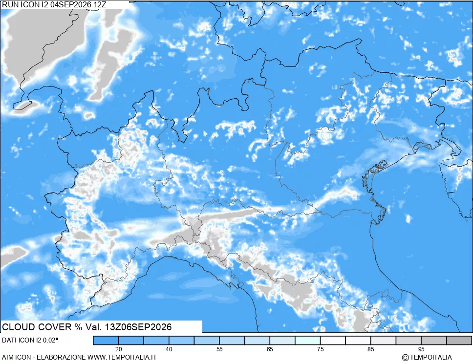 mappa Nuvolosit&agrave; totale