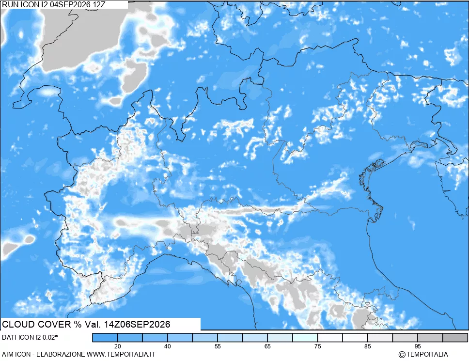 mappa Nuvolosit&agrave; totale