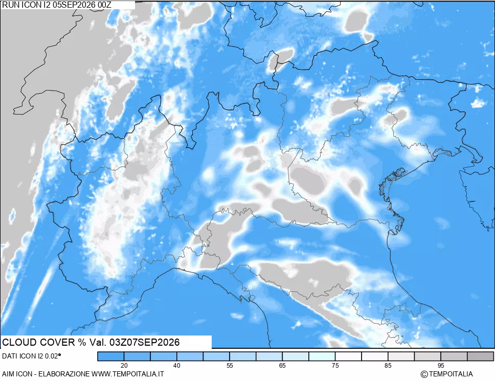 mappa Nuvolosit&agrave; totale