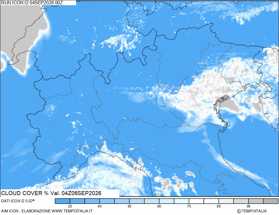 mappa Nuvolosit&agrave; totale