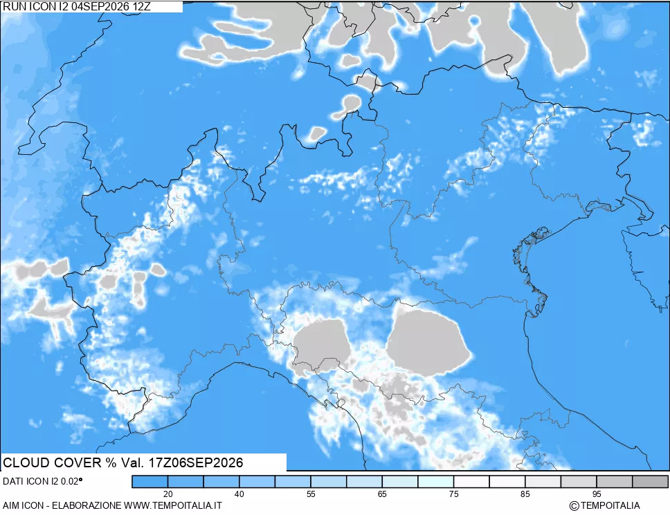 mappa Nuvolosit&agrave; totale