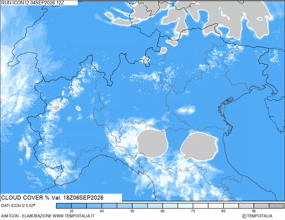 mappa Nuvolosit&agrave; totale