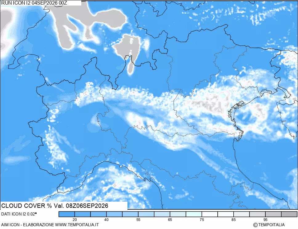 mappa Nuvolosit&agrave; totale