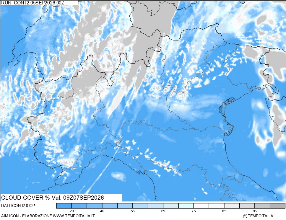 mappa Nuvolosit&agrave; totale