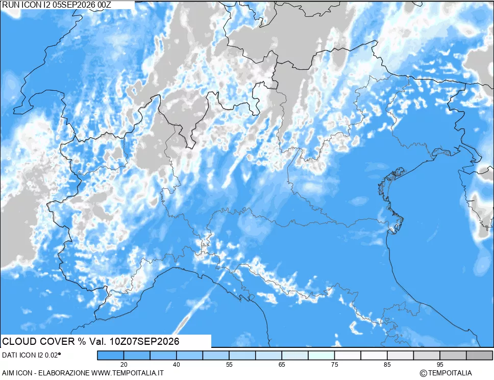 mappa Nuvolosit&agrave; totale