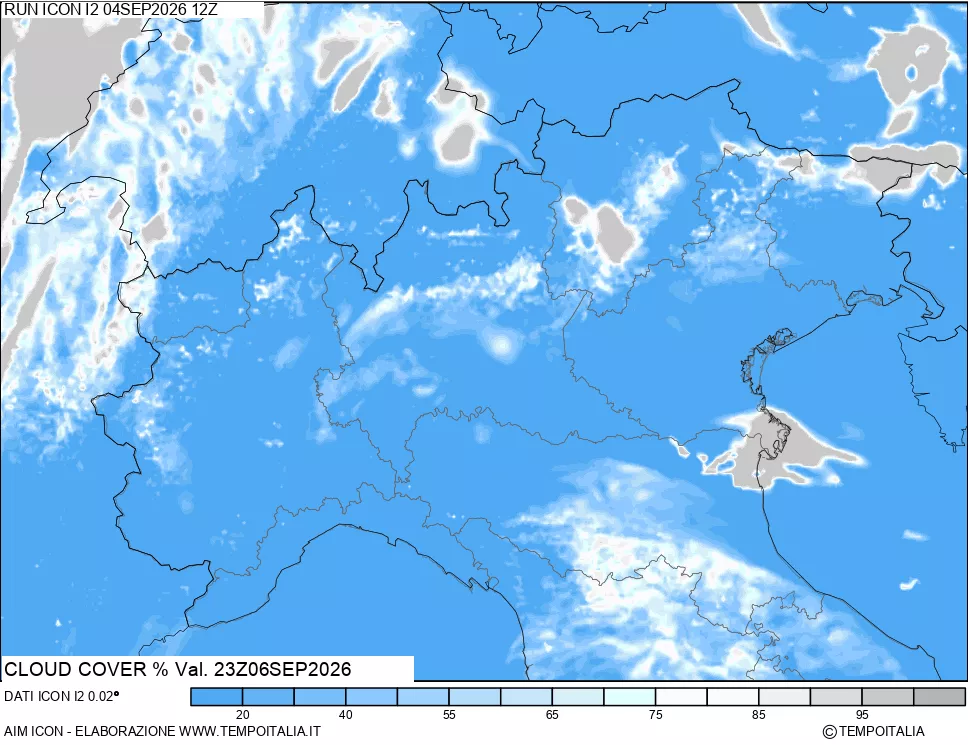 mappa Nuvolosit&agrave; totale