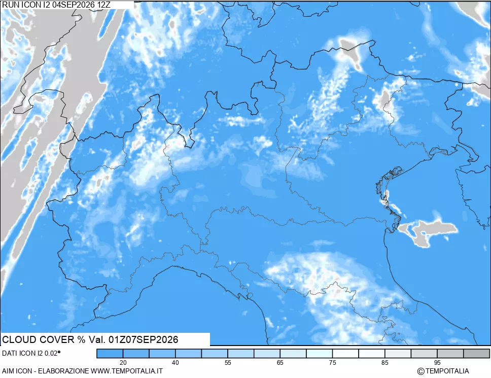 mappa Nuvolosit&agrave; totale