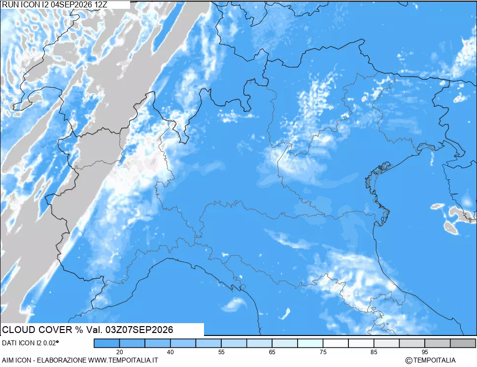 mappa Nuvolosit&agrave; totale