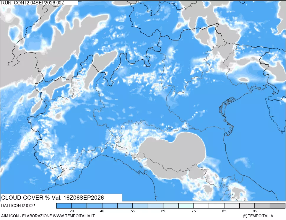 mappa Nuvolosit&agrave; totale