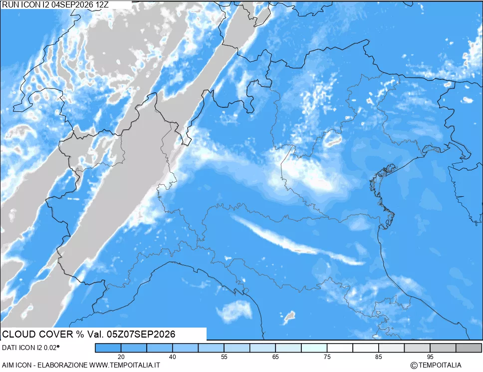 mappa Nuvolosit&agrave; totale