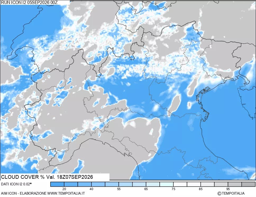 mappa Nuvolosit&agrave; totale