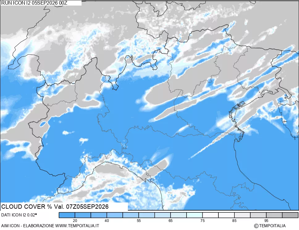 mappa Nuvolosit&agrave; totale