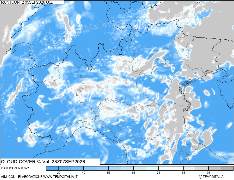 mappa Nuvolosit&agrave; totale