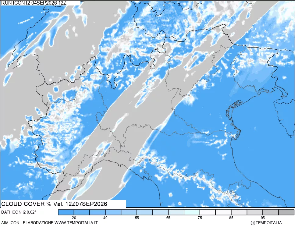 mappa Nuvolosit&agrave; totale