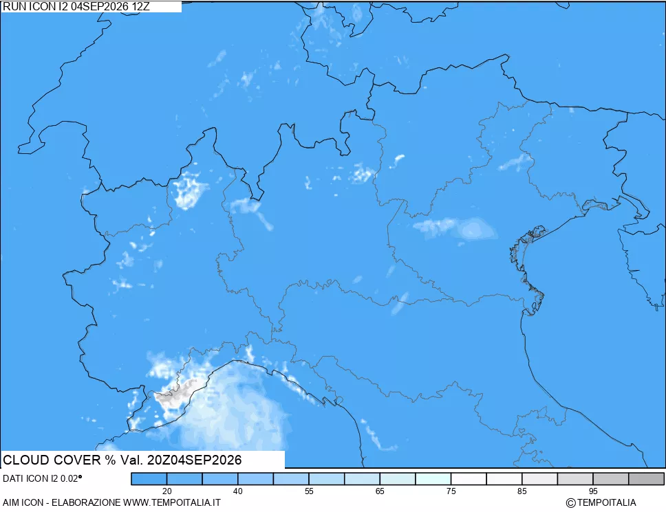 mappa Nuvolosit&agrave; totale