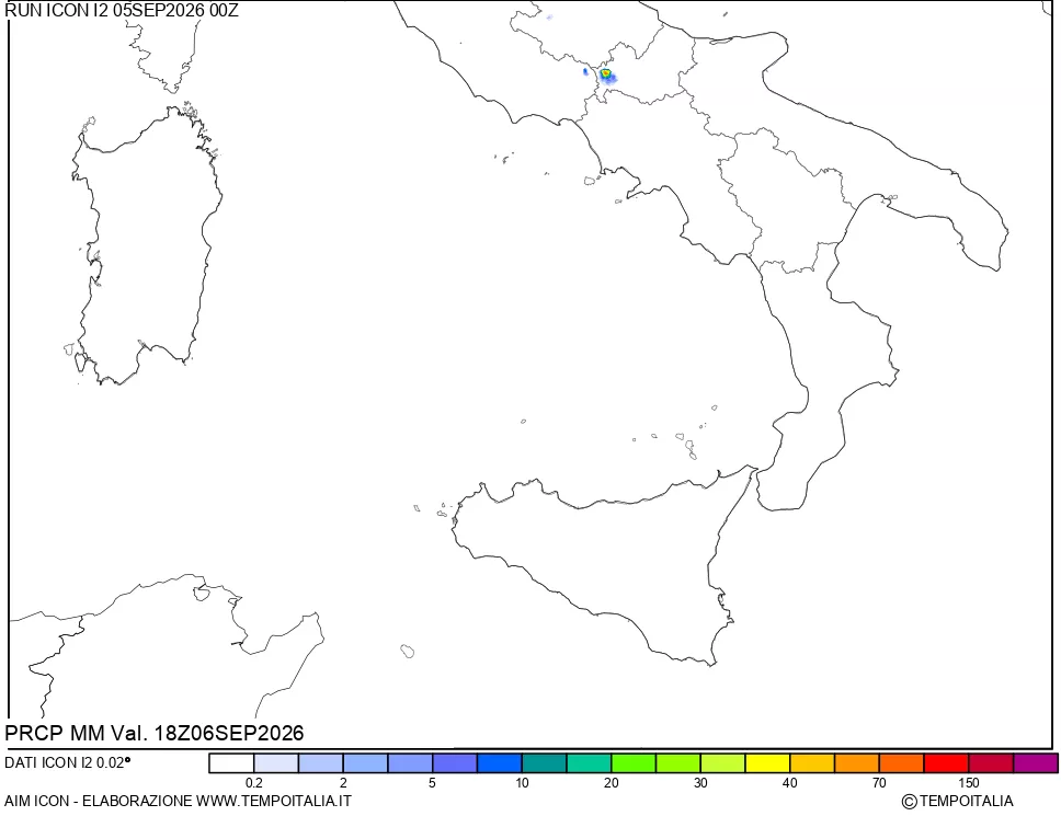 mappa Precipitazioni 24 ore precedenti