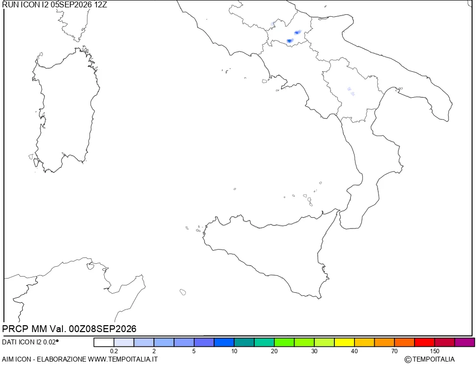 mappa Precipitazioni 24 ore precedenti