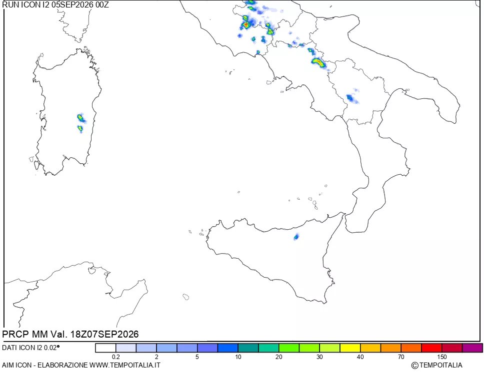 mappa Precipitazioni 24 ore precedenti