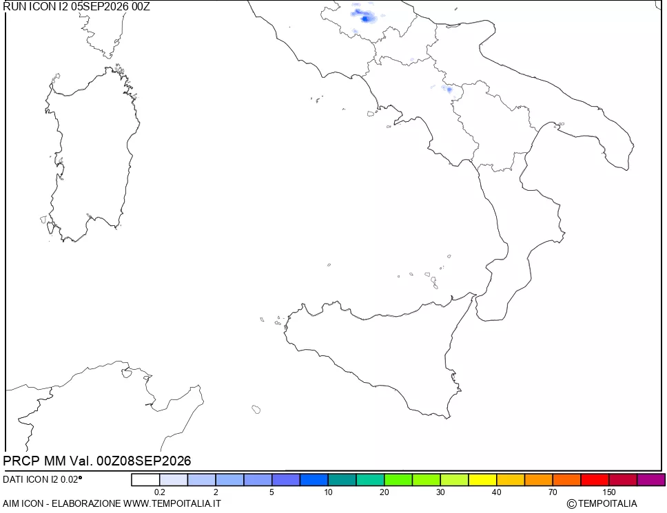 mappa Precipitazioni 24 ore precedenti