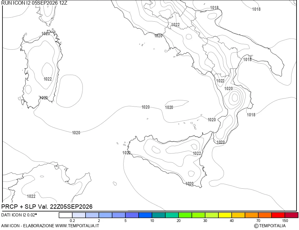 mappa Precipitazioni e pressione SLM