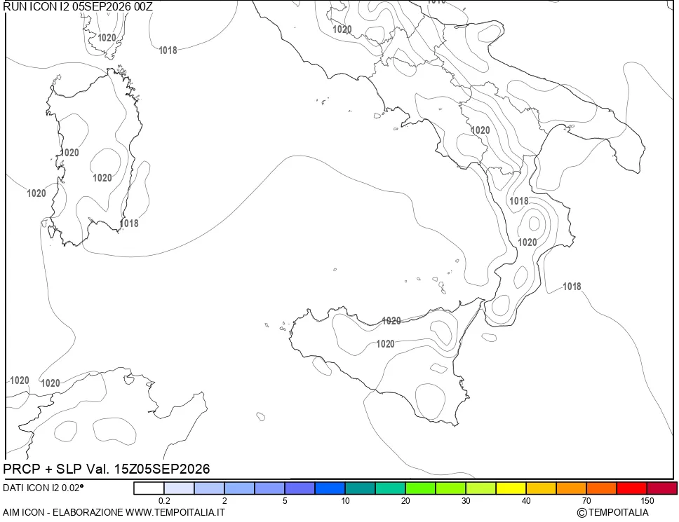 mappa Precipitazioni e pressione SLM