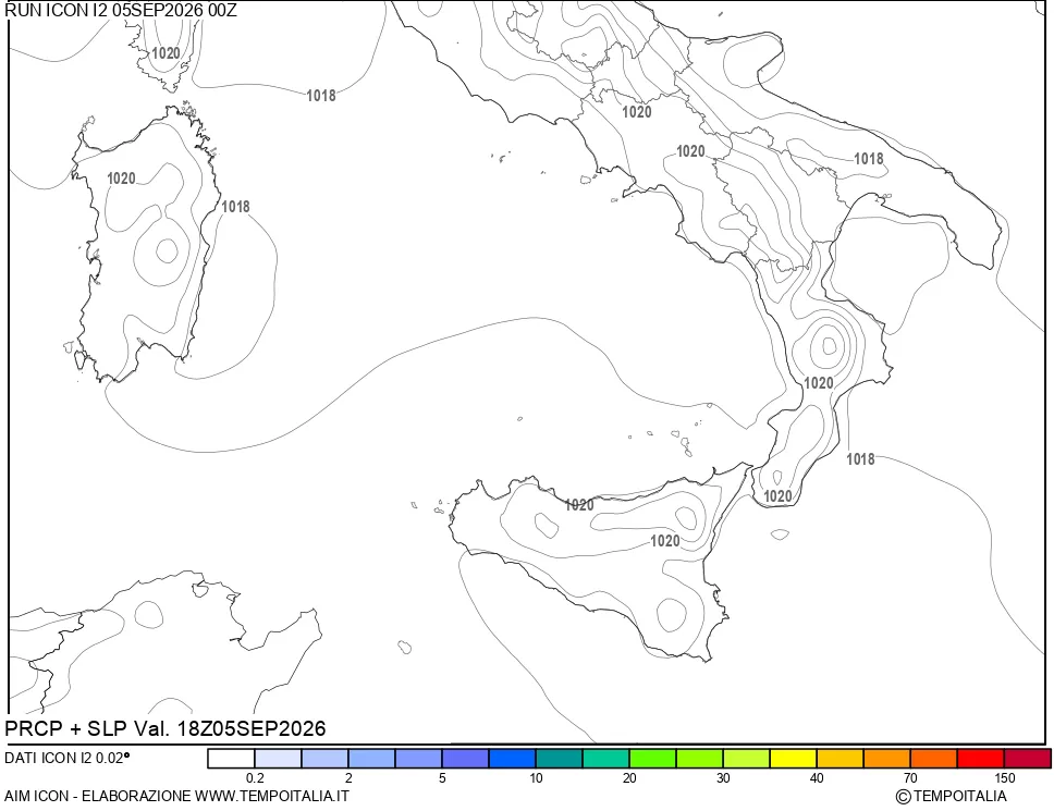 mappa Precipitazioni e pressione SLM