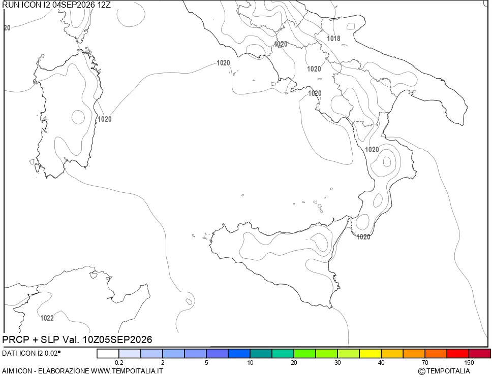 mappa Precipitazioni e pressione SLM