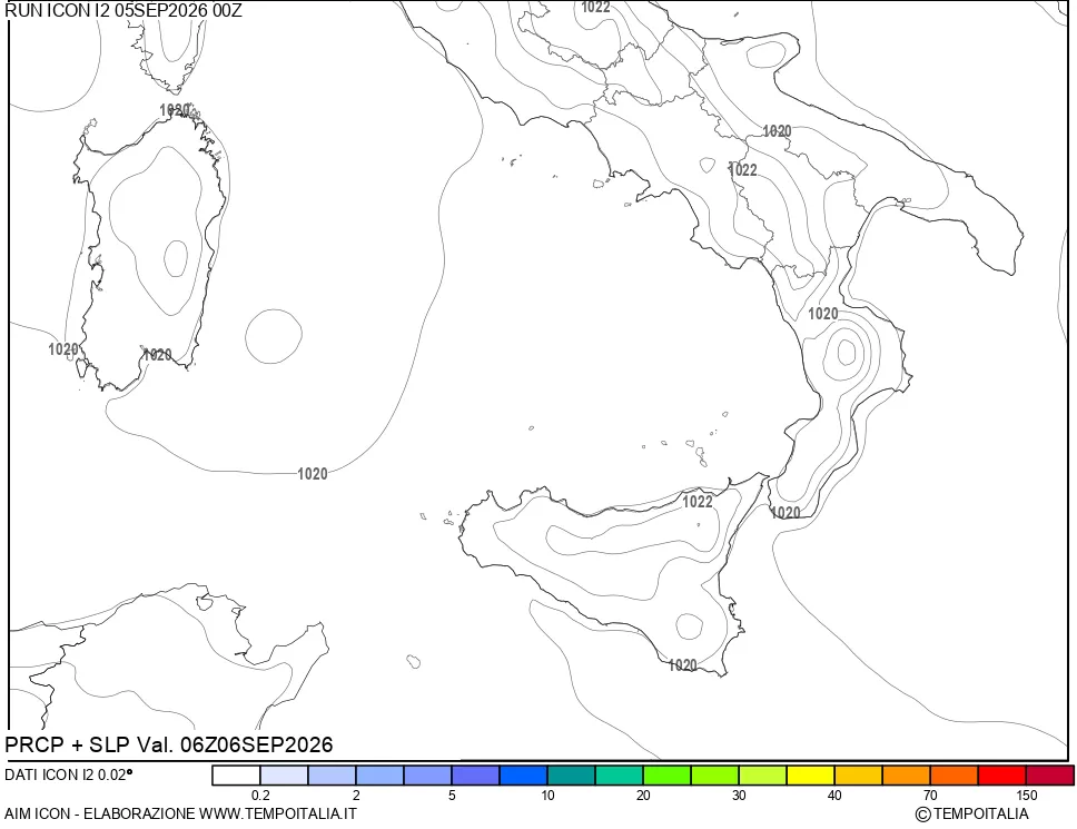 mappa Precipitazioni e pressione SLM